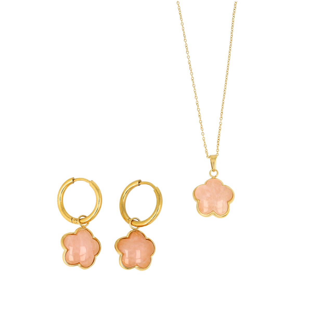 My Bendel - Sieraden Set Zilverkleurig - Rhodoniet Zeshoekige Hanger - met Luxe Cadeauverpakking | Sieraden Voor Dames