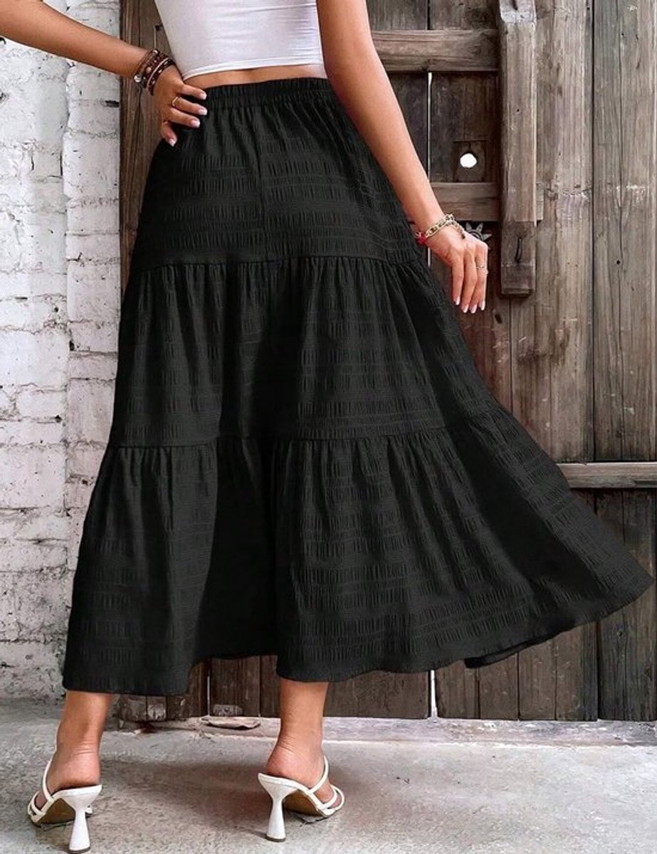 Zomer Boho Chic Maxi Rok voor Dames, Hoge Taille, Elastische A-Lijn, Vloeiende Stijl, Perfect voor Strand en Vakantie