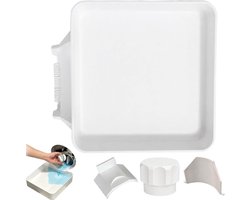 1 Pack Wasmachine Lekbak - Lekvrij Filter Reinigingsgereedschap - Wasmachine Afvoerbak - Afvoerbak Herbruikbare Watercollector - Gemakkelijk schoon te maken Plastic - Overloop - Afvoerbak - Wit - 18*18*7cm