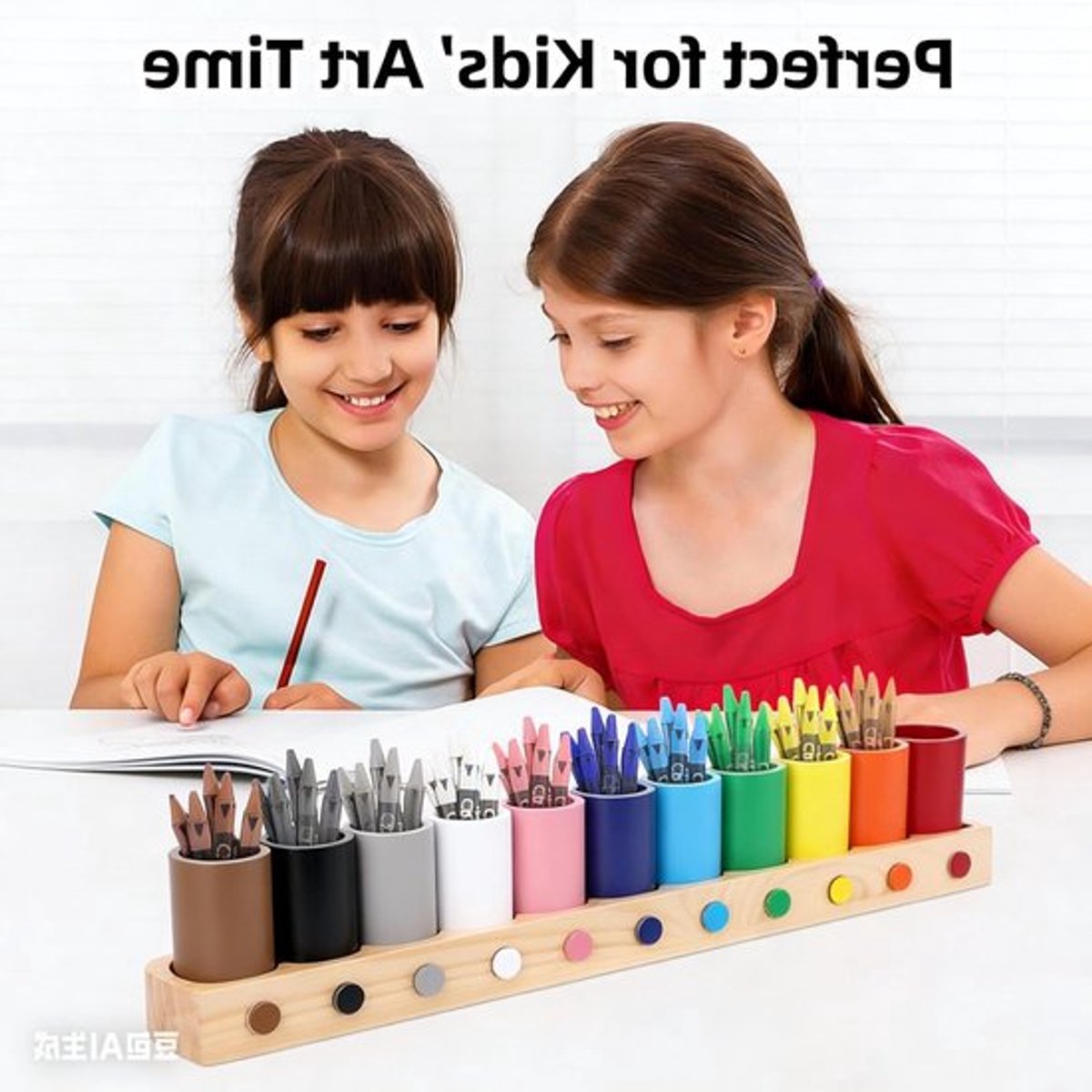 Houten Pennenhouder voor Kinderen met 11 Verplaatsbare Compartimenten, Desk Organizer voor School, Kantoor en Thuisgebruik, Ideaal voor Markers en Schrijfgerei