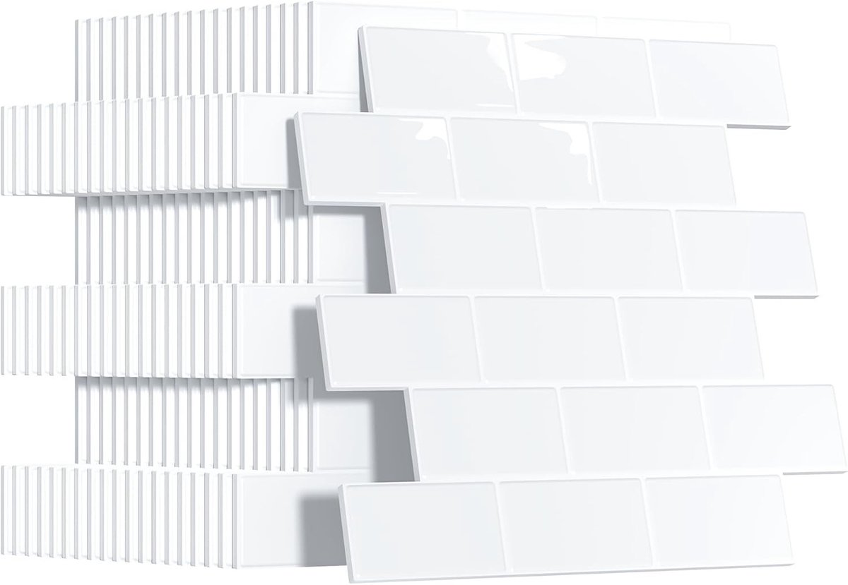 Upgrade 20 Stuks Dikke 3D Tegel Stickers voor Badkamer en Keuken - Zelfklevende Vinyl Tegels, PVC Subway Tegels, Muurdecoratie voor Interieur