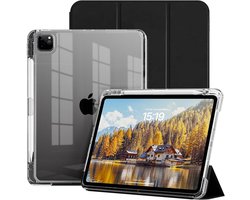 Hoes geschikt voor iPad Air 13 inch hoes Smart Zwart M4/M3/M2 (2026/2024) - iPad Pro 12.9 6th/5th/4th Gen hoes Smart Case met Harde Doorzichtige Achterkant en Pencil Slot
