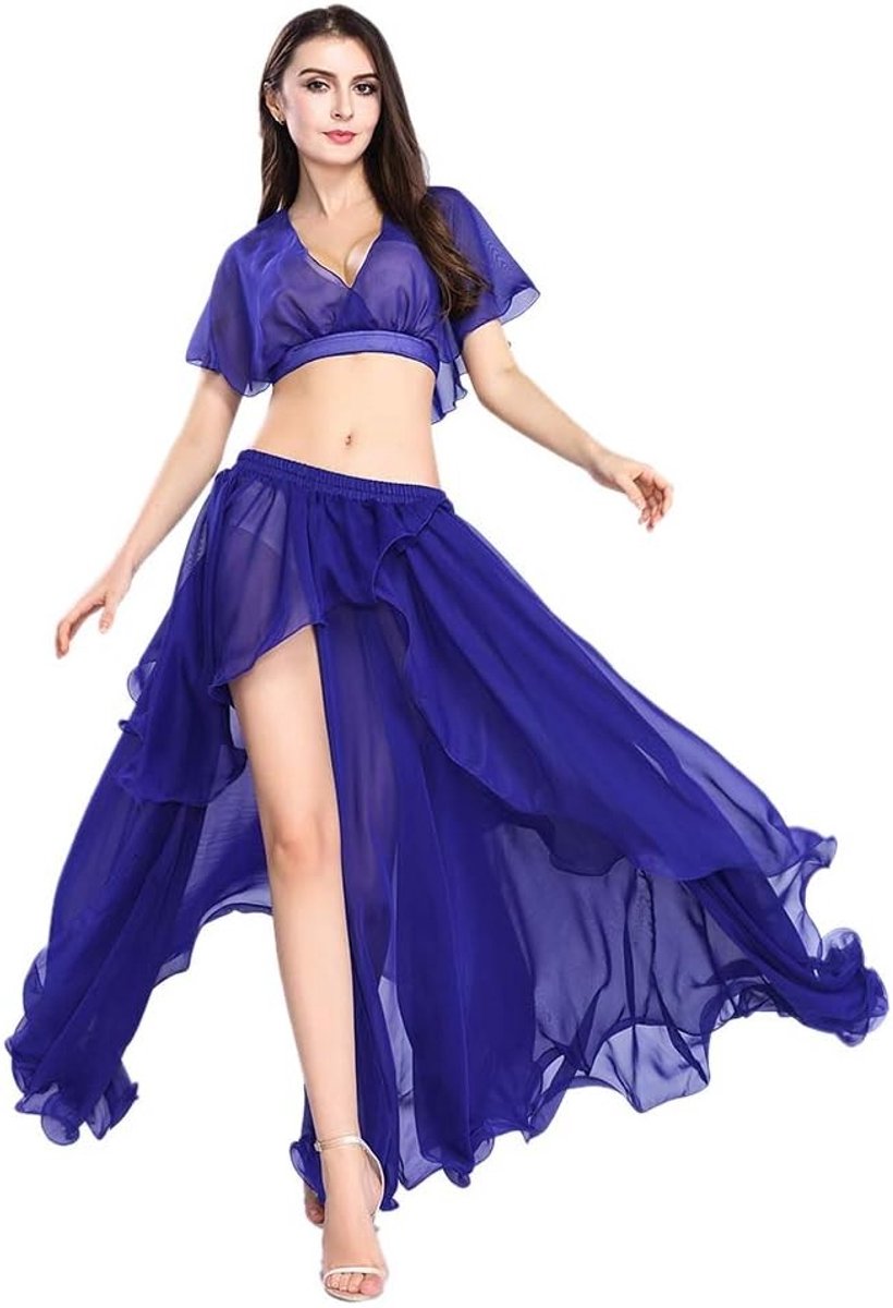 Buikdans Kostuum voor Vrouwen met Chiffon Lange Rok en Top - Perfect voor Buikdansen, Training en Optredens