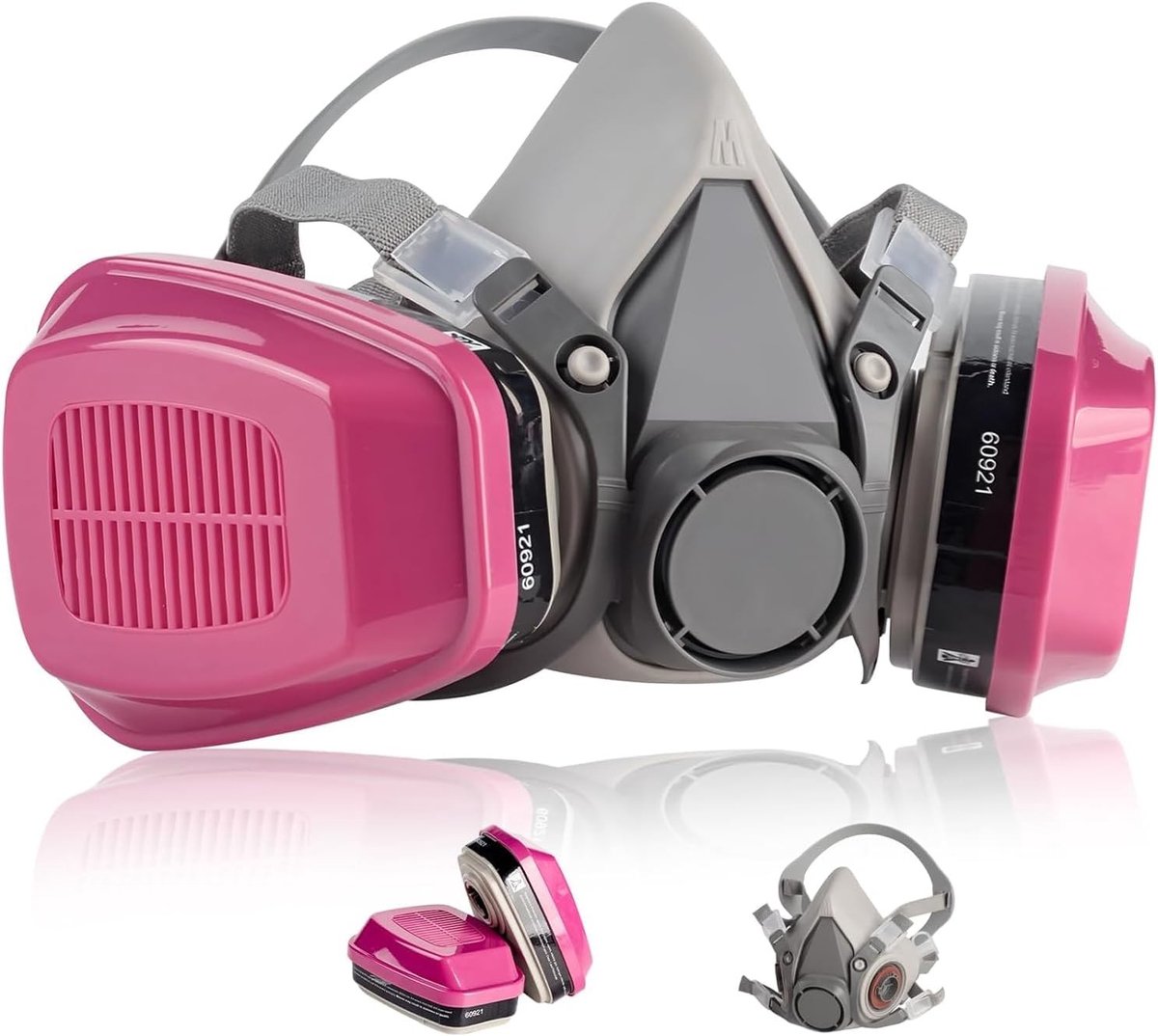 Herbruikbaar Half Face Masker met 60921 Filters voor Spuitverf, Chemische Stoffen en Stofbescherming bij Schuren, Constructie en Laswerk