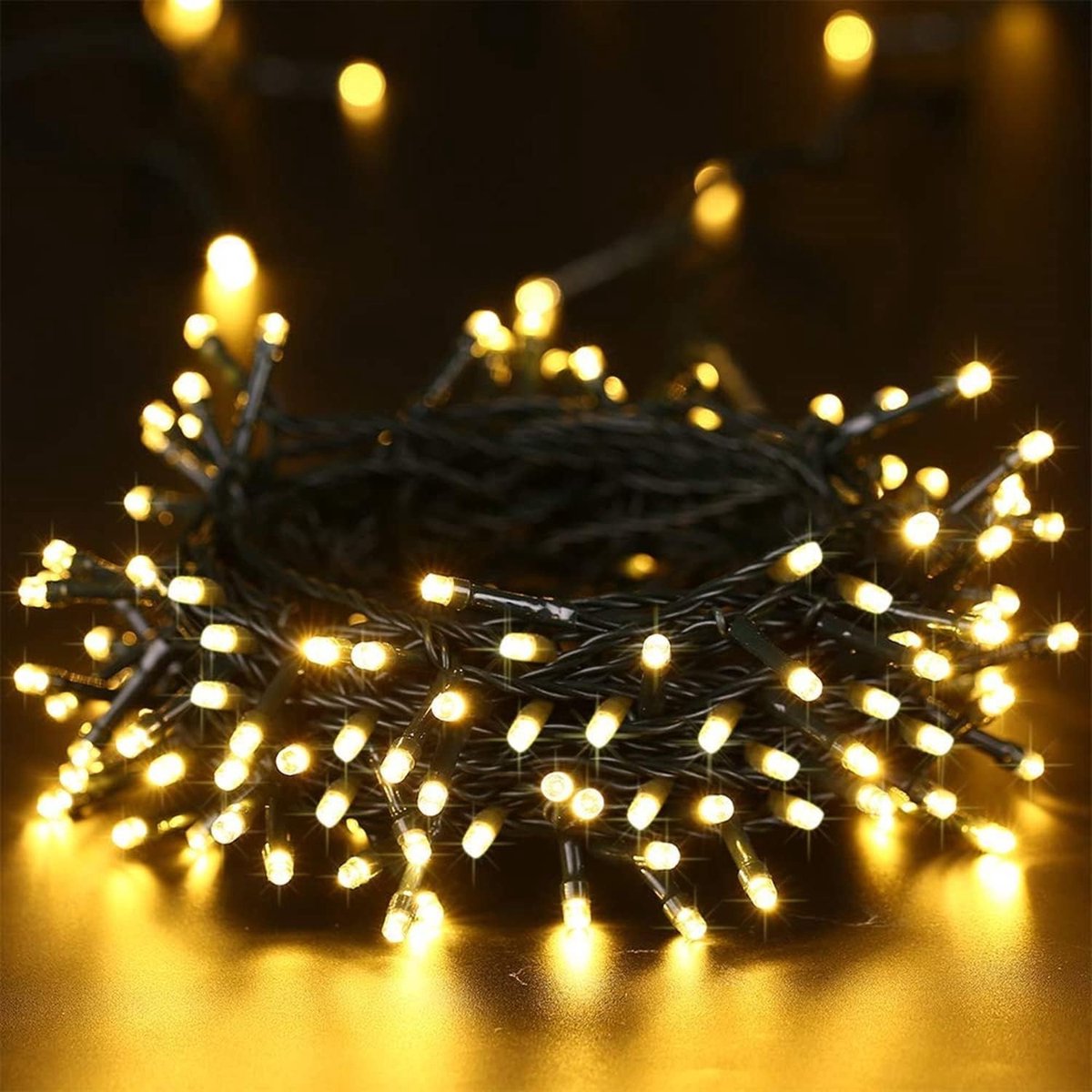 LED String Lights 10M met 100 Warm Witte LED's - Waterdichte Feestverlichting voor Kerst, Bruiloften en Balkon Decoratie met 8 Verlichtingsmodi