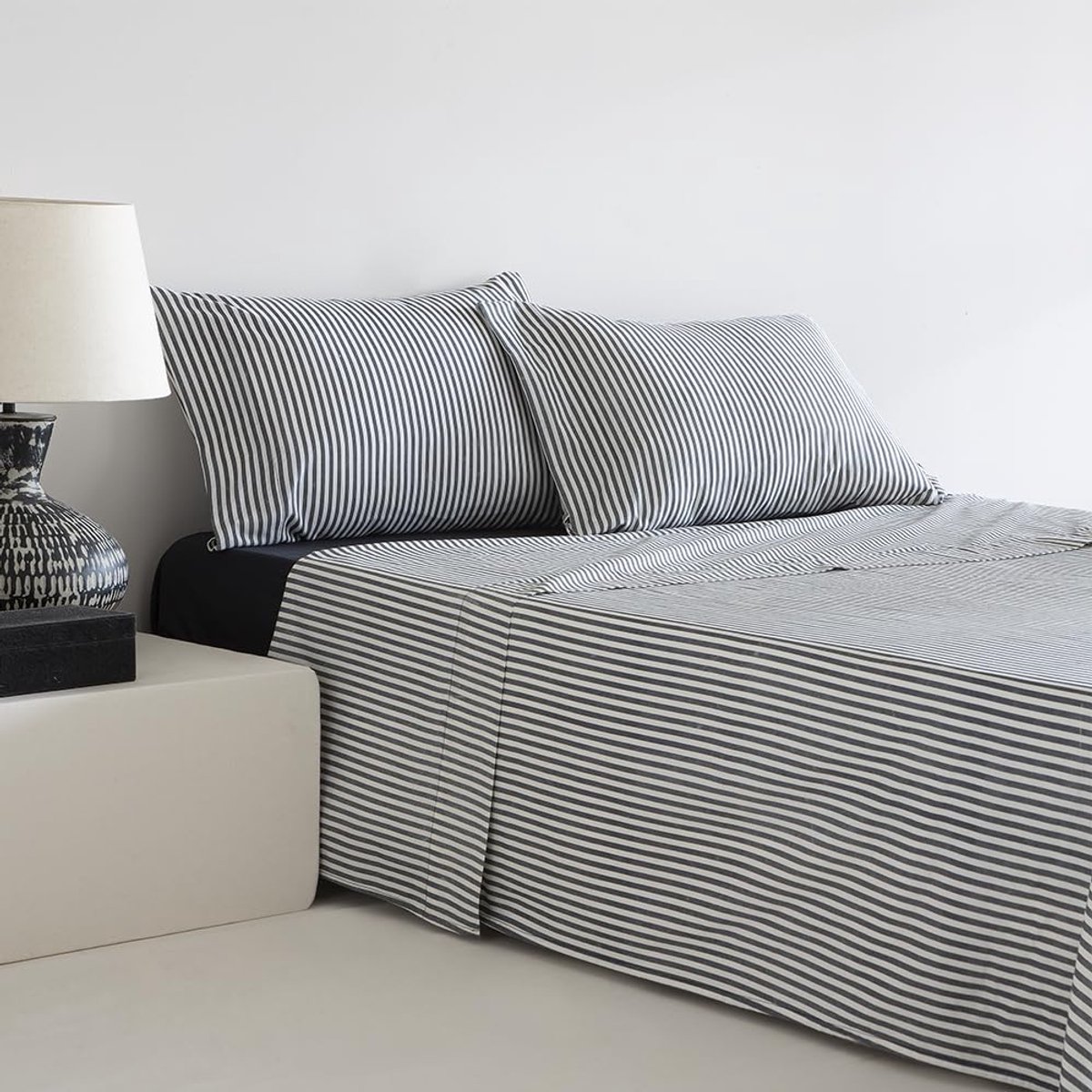 SnelShoppen - Beddengoedset 160 x 190/200 cm Blauw - 100% Katoen, Hoeslaken + 2 Kussenslopen, Perfect voor Slaapkamer, Comfortabel en Ademend