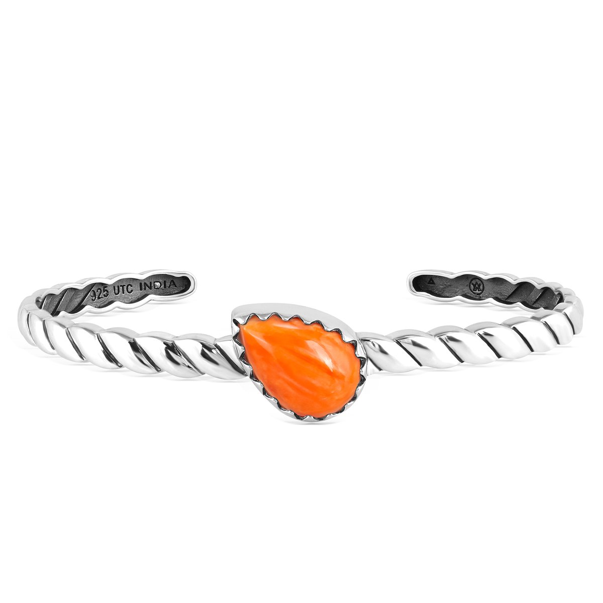 Cavill - 925 Sterling Zilveren Armband - Oranje Peervormige Oester Cabochon 4,63 ct - Desert Chic - Handgemaakt Dames Sieraad