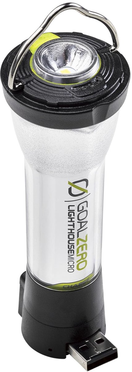 SnelShoppen - Goal Zero Lighthouse Micro Charge USB zaklamp lantaarn en oplader Hanglamp voor camping, outdoor, noodsituaties, lichtgewicht, opladen v