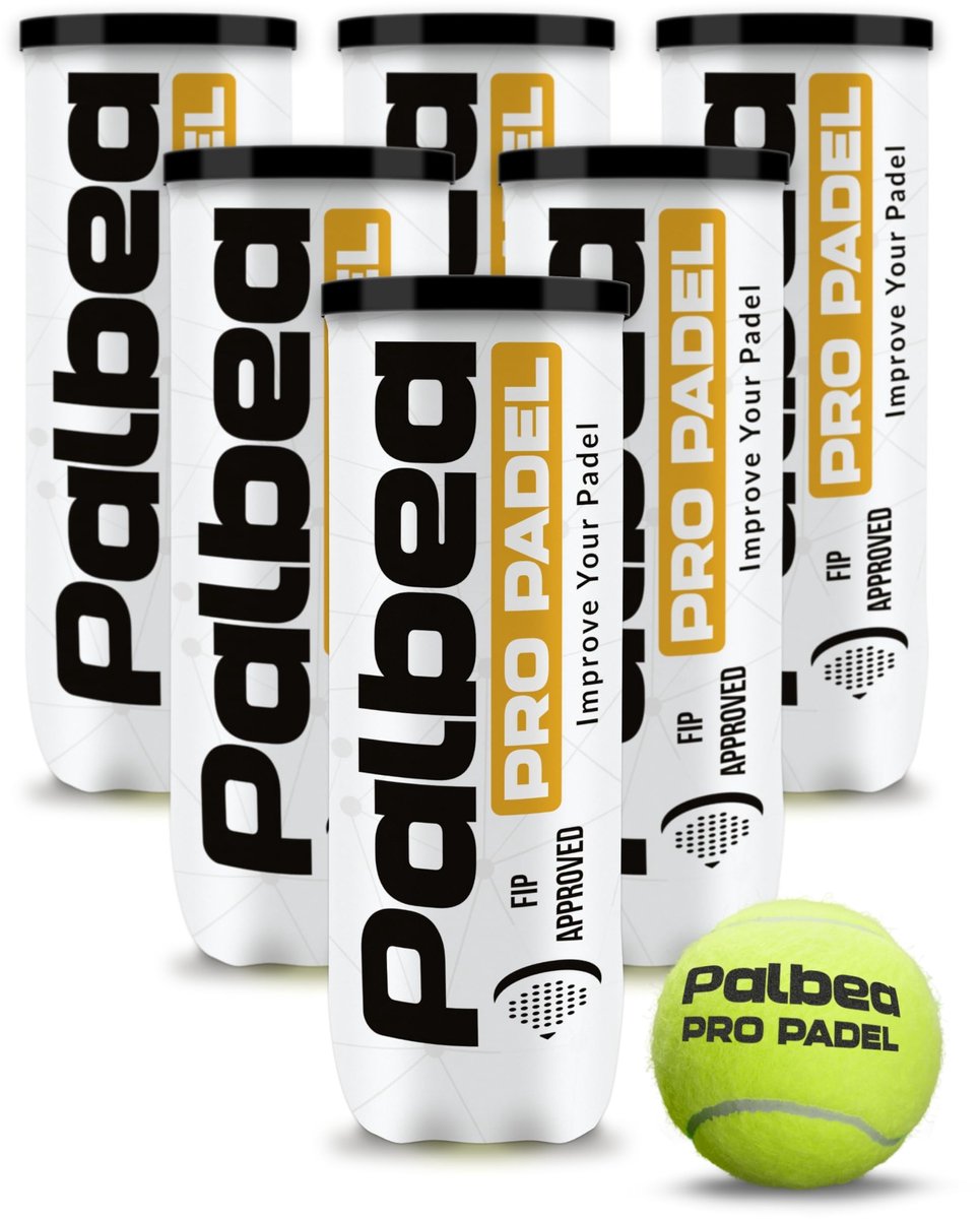 SnelShoppen - PALBEA PRO PADEL Padelballen FIP Goedgekeurd - 1 Doos x 6 Buis met 3 Ballen - HV-vilt met Hoge Zichtbaarheid - Duurzaam en Snelle Speele