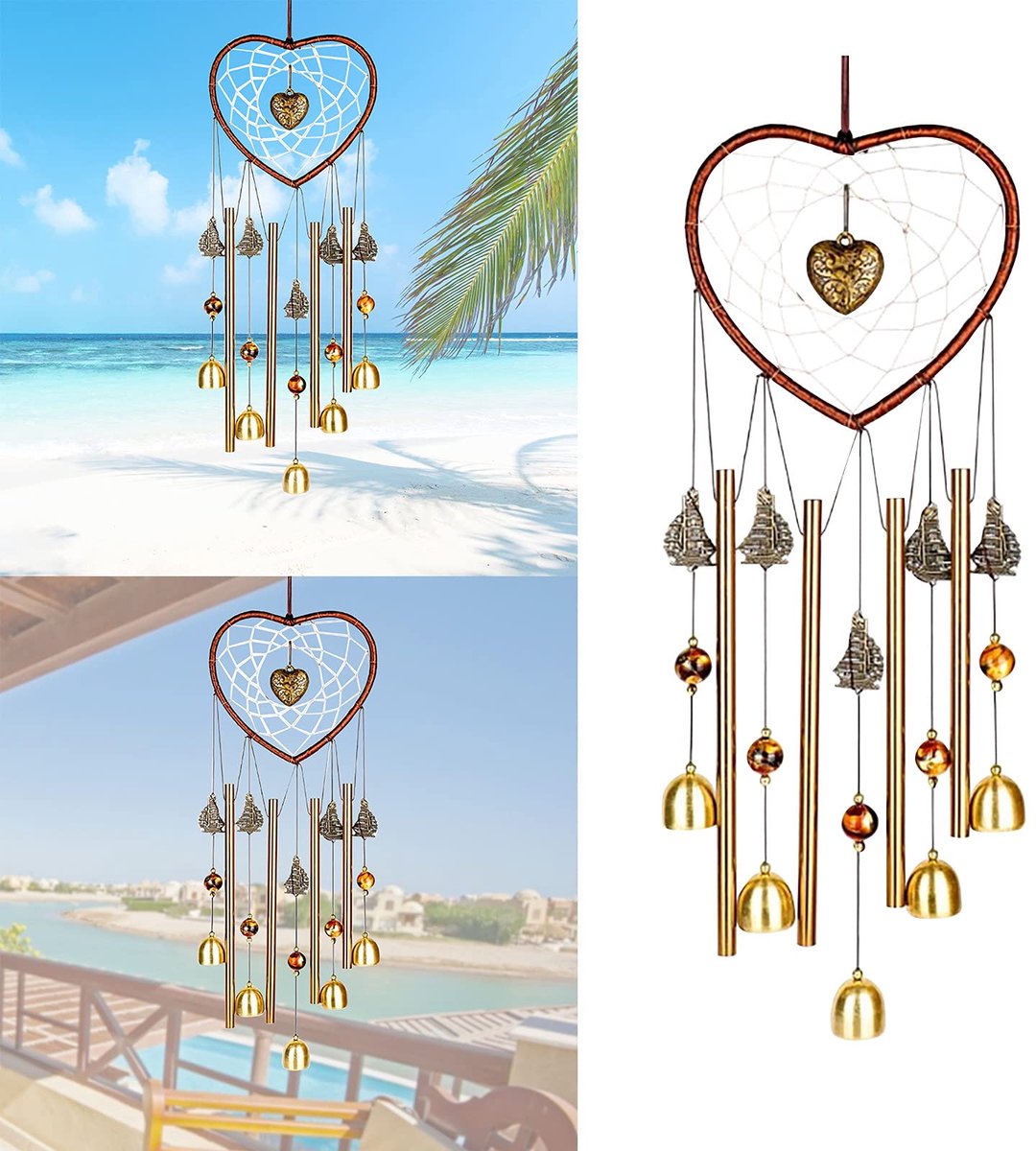 SnelShoppen - YeBon Sympathie Cadeau Hart Windgongen Tuin Hangende Windchimes Dromenvanger Thuis Decor Ornamenten - Voor Feest, Tuin, Binnen en Buiten