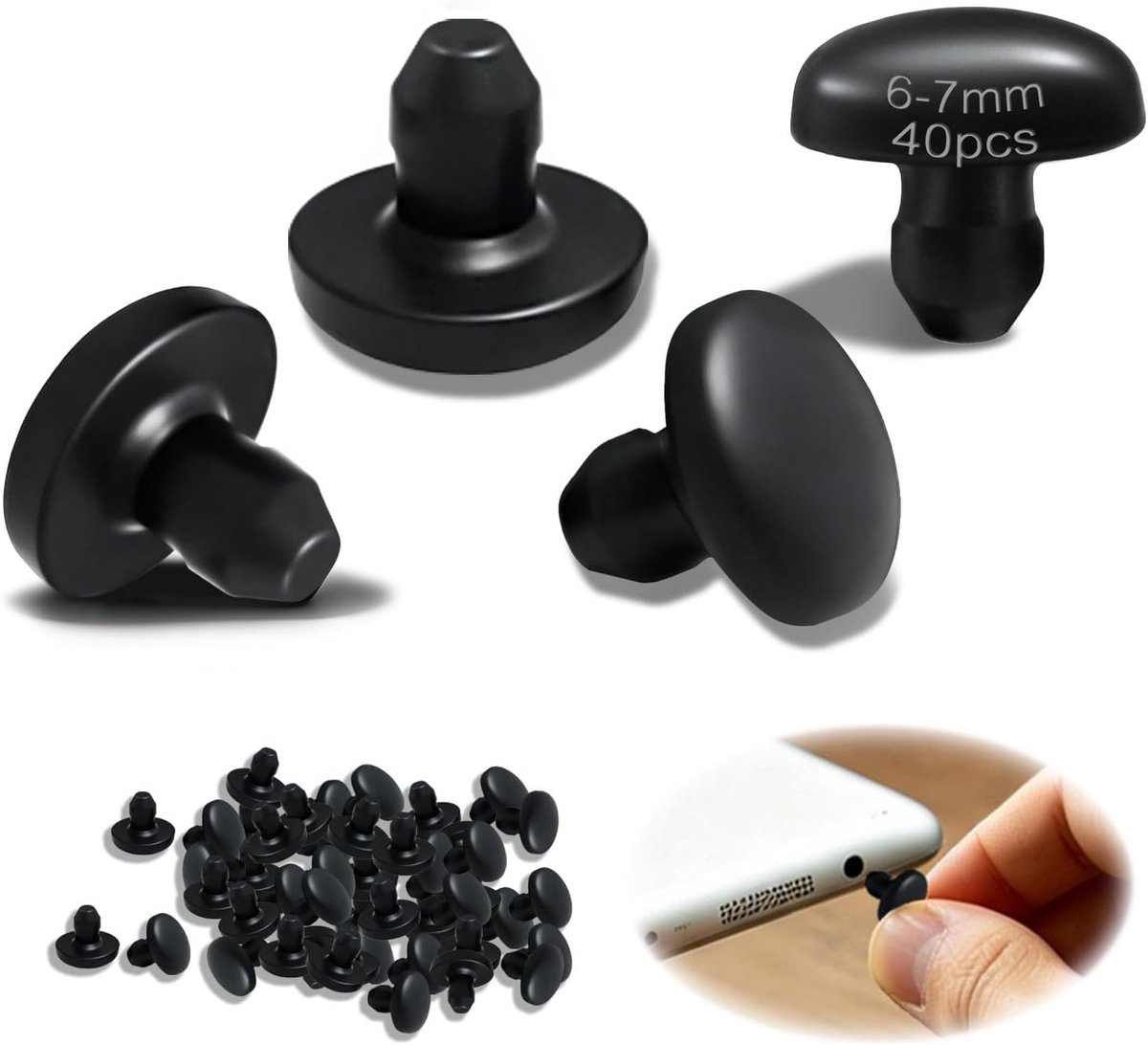 40 Stuks Rubberen Stoppen voor 6-7mm Gaten, Ronde Silicone Stoppen, Waterdichte Afsluitingen voor Flessen en Meubels
