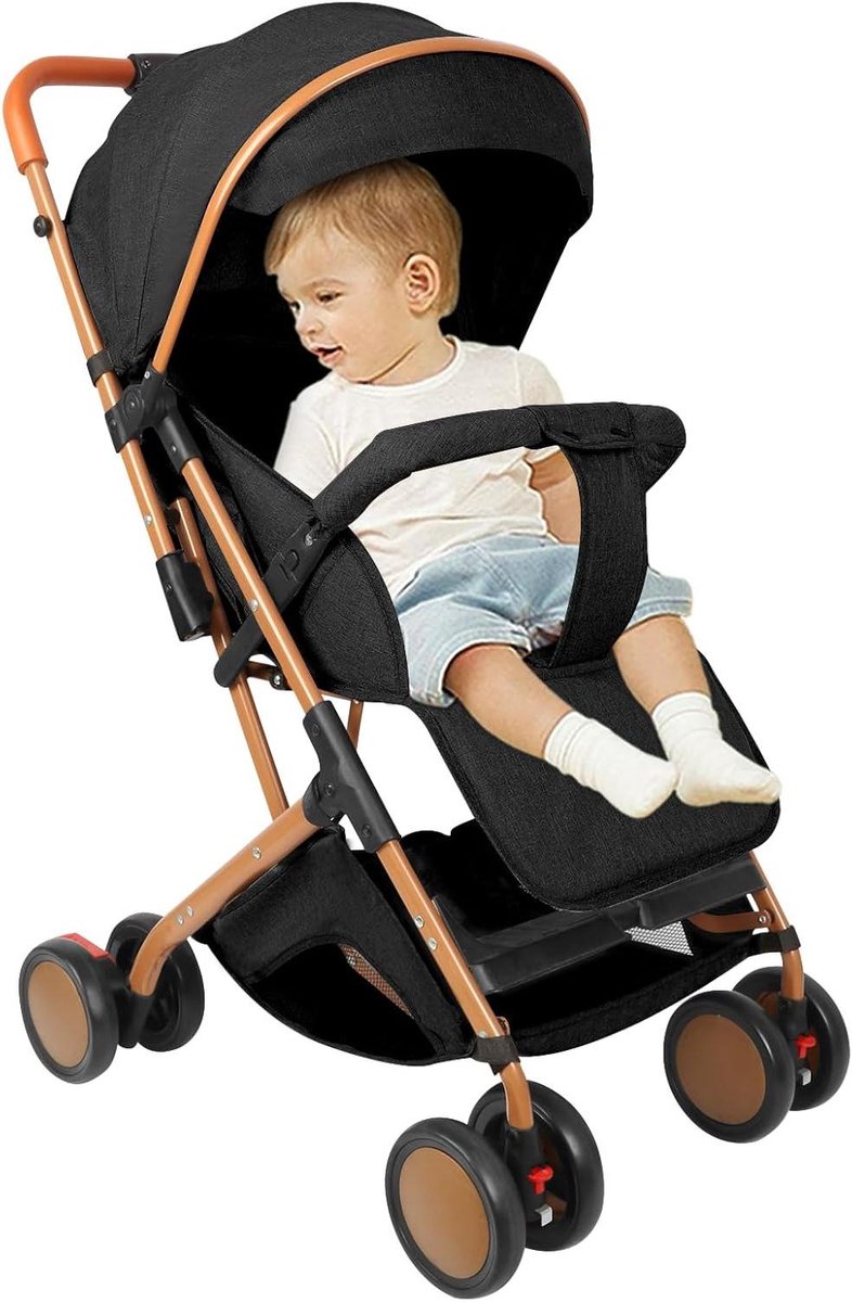 Baby Kinderwagen - Reisbuggy - Compact Reizen - Met Trolleyfunctie - Tot 25 kg - Zwart