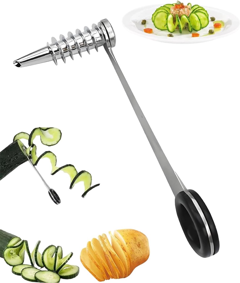 Spiraalsnijder van roestvrij staal 304, ideaal voor groenten, salade en creatieve gerechten, eenvoudig te reinigen en perfect voor dagelijks gebruik