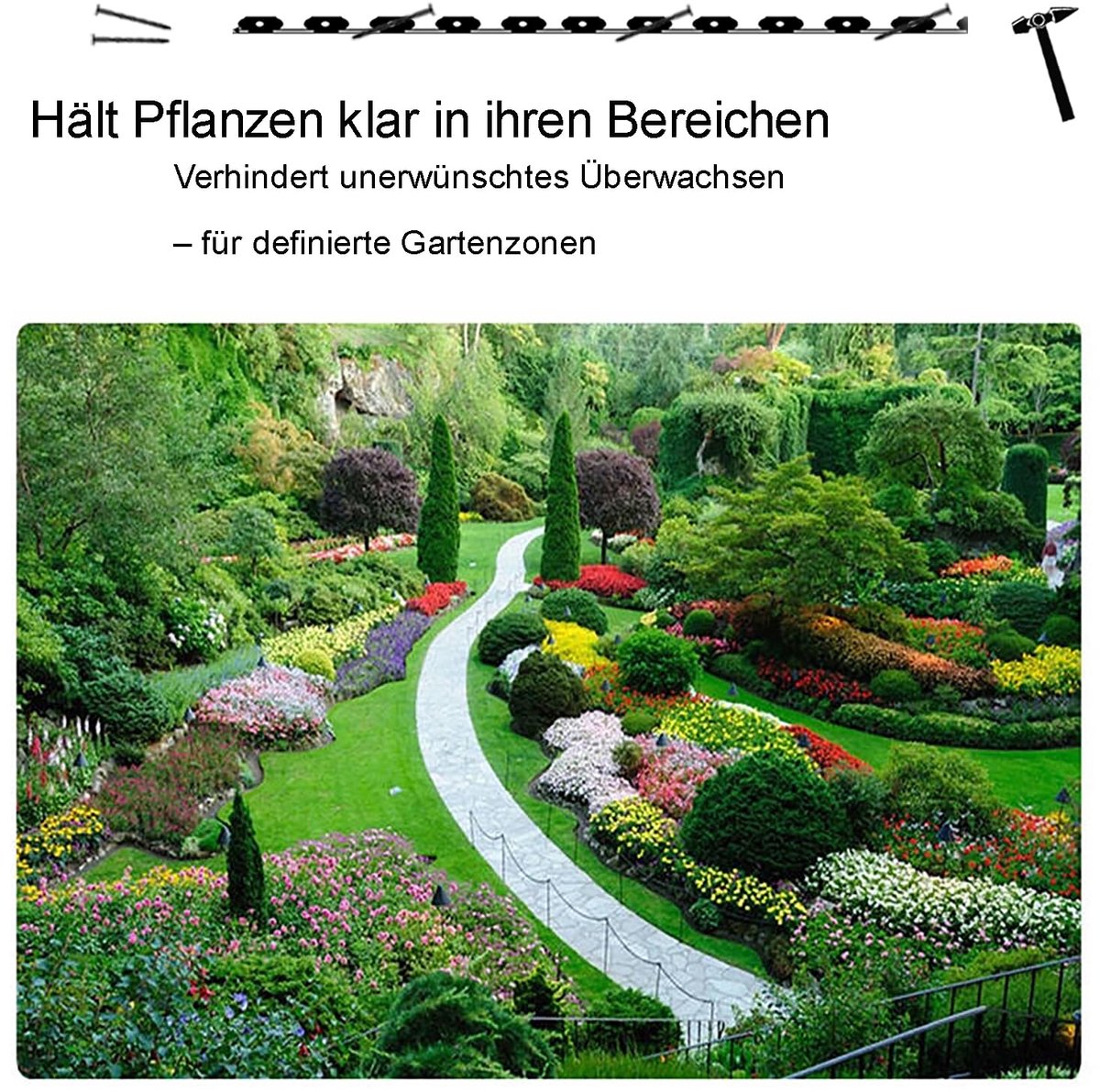 SnelShoppen - Flexibele gazonrand kunststof 10 m - Grasbestrating stenen gazonrooster - Perceelafscheiding met 30 grondankers - Onzichtbare gazonrandb