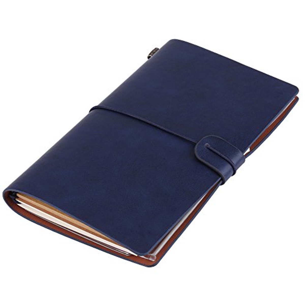 SnelShoppen - Classic Travel Notebook, Elegant Notitieboek voor Mannen en Vrouwen, PU Leer, 5 Kleuren, Donkerblauw, Retro Stijl, Voor Schrijven en Tek