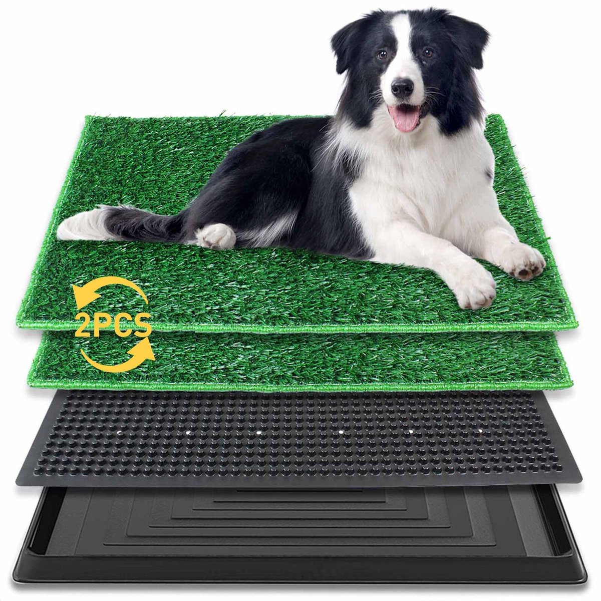 SnelShoppen - Hondentoilet Puppy Plas Trainingsmat met Kunstgrasmatten en Afvalbak voor Binnen/Buiten, 76 cm x 51 cm, Perfect voor Puppy Training, Geb