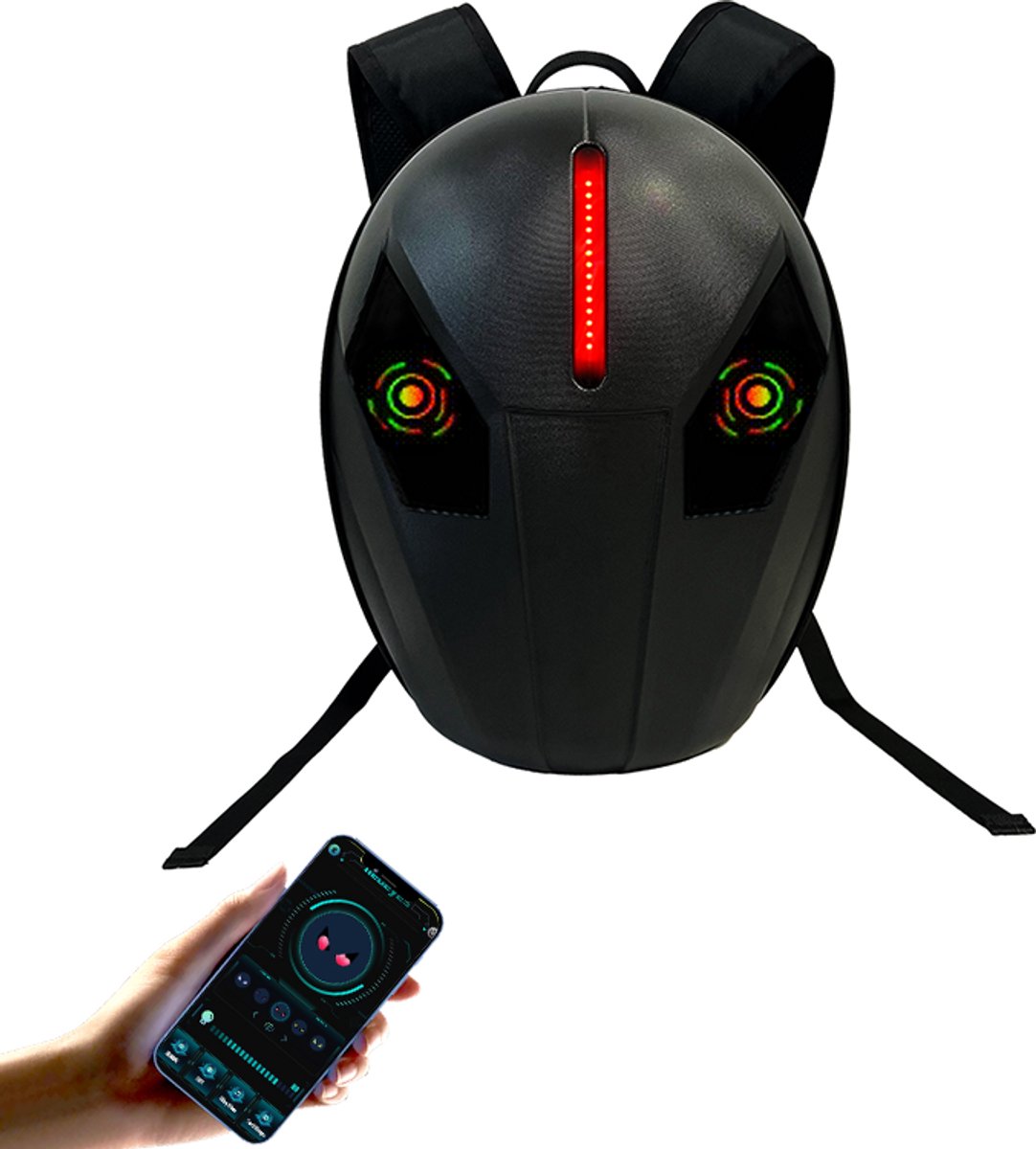 GYW Cyber LED Backpack 3260A - Motorrugzak - Zwart - Dubbel LED Scherm - Bluetooth App Besturing - Personaliseerbare Animaties-Voor Motorrijders