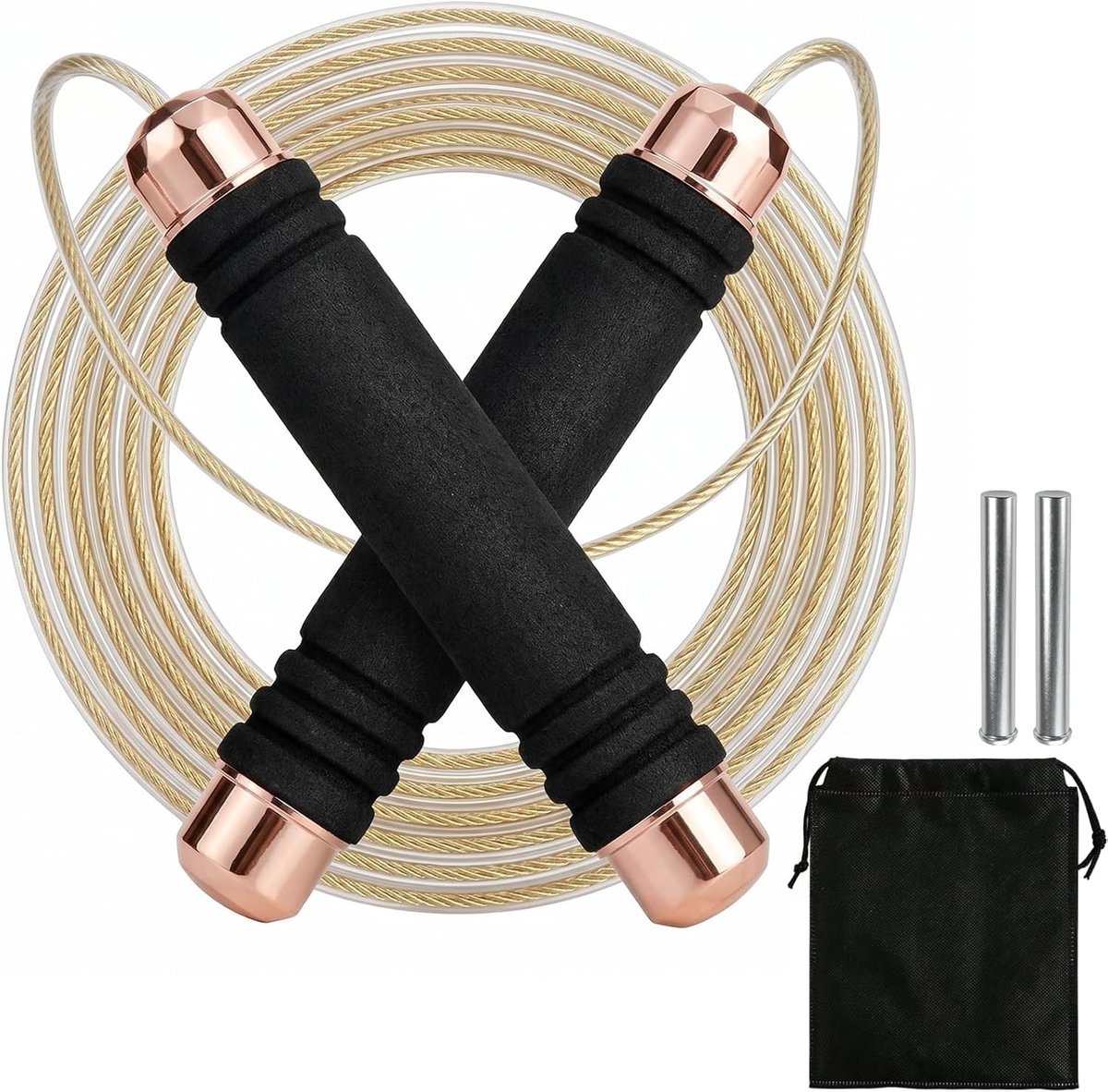 Professioneel verstelbaar springtouw voor volwassenen, ideaal voor fitness, uithoudingsvermogen en cardio-training met antislip grip en 240 g gewichtsaanpassing