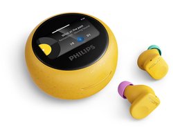 PHILIPS TAMS3YL/00 The Buds - True Wireless Oordopjes - Adaptieve Noise Cancelling - Bluetooth 6.0 - Tot 42 Uur Batterijduur - Smart Charging Case met Touchscreen - IP54 - Multipoint - Geel