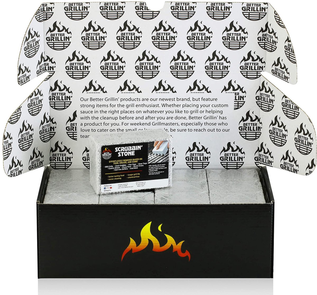 SnelShoppen - Barbecue Grill-schrobsteen 12 stuks - Gerecycled Glas - Grijs - Voor Schone Grill - Perfect voor Tuin, Camping en Feest