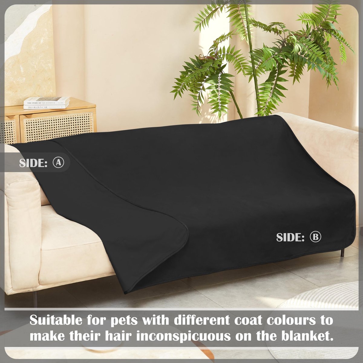 SnelShoppen - Waterproof Dekentje voor Bed, Anti-vuil Incontinentie Dekbed, Zacht en Dubbelzijdig, 152x127 cm, Zwart, Ideaal voor Huisdieren en Intimi