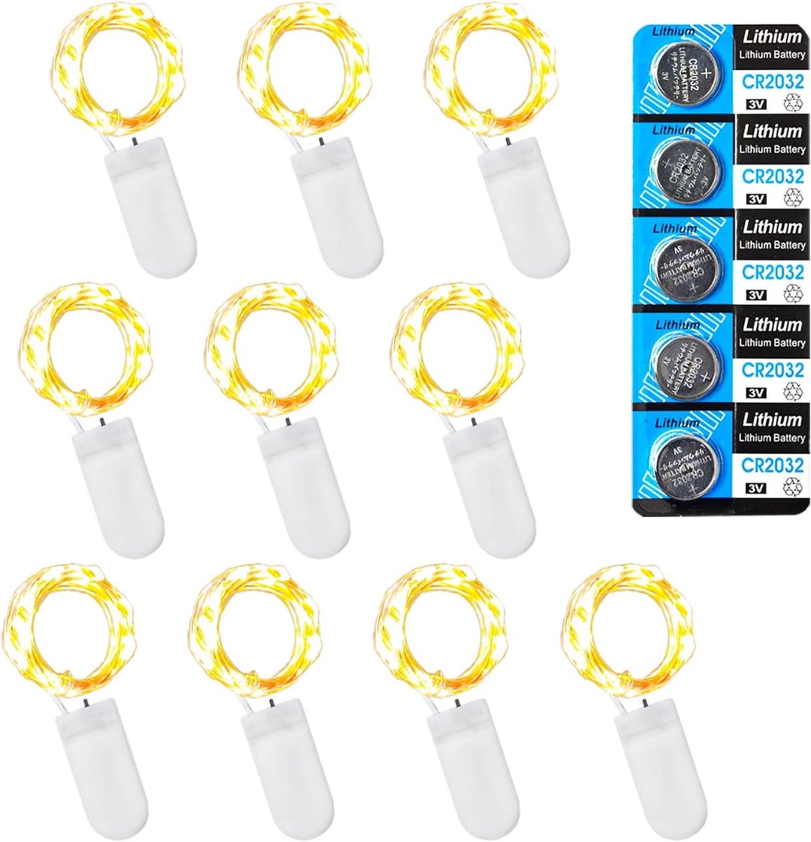 LED Fairy Lights op Batterij voor Buiten, 1 Meter met 10 Warm Witte LEDs - Perfect voor Kerst, Feesten en Bruiloften, Inclusief Extra 5 Batterijen