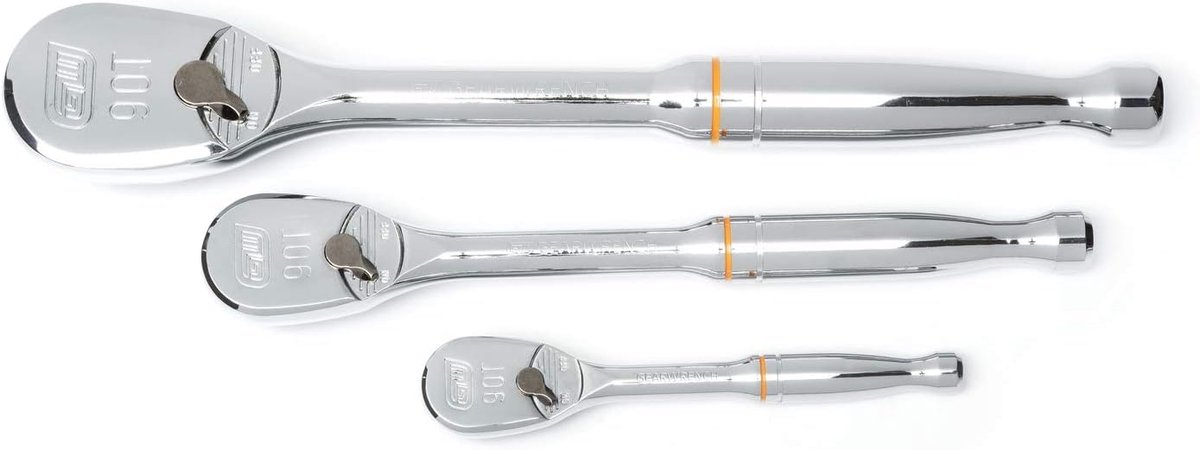 SnelShoppen - Hoogglans gepolijste ratelset 90 tanden 1/4 inch 3/8 inch 1/2 inch 3-delig multifunctioneel gereedschap voor klussen en onderhoud