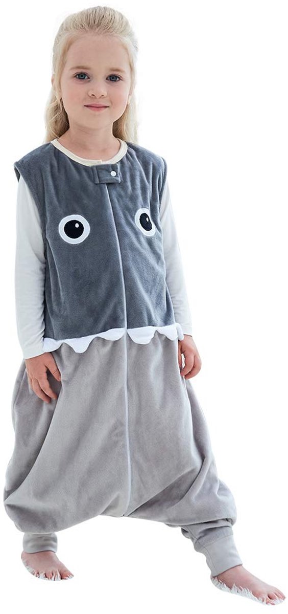 SnelShoppen - Unisex Mouwloze Babyslaapzak met Benen en Rits - Schattig Draagbaar Slaapdeken voor Pasgeborenen - Grijze Haai - 5-6 Jaar - Comfortabel