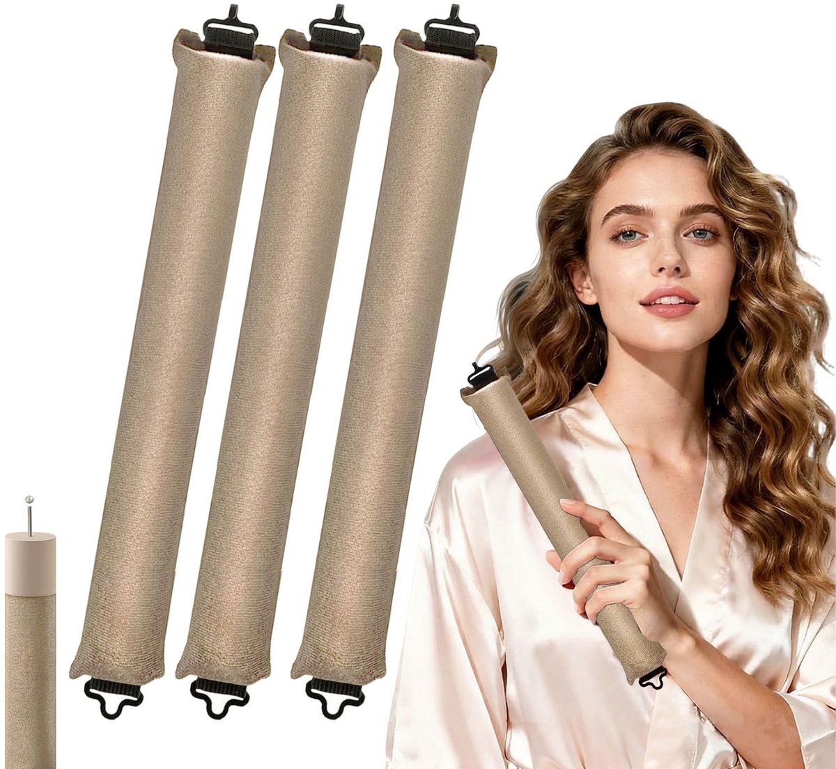 Heatless curls - set van 3 - Kaki