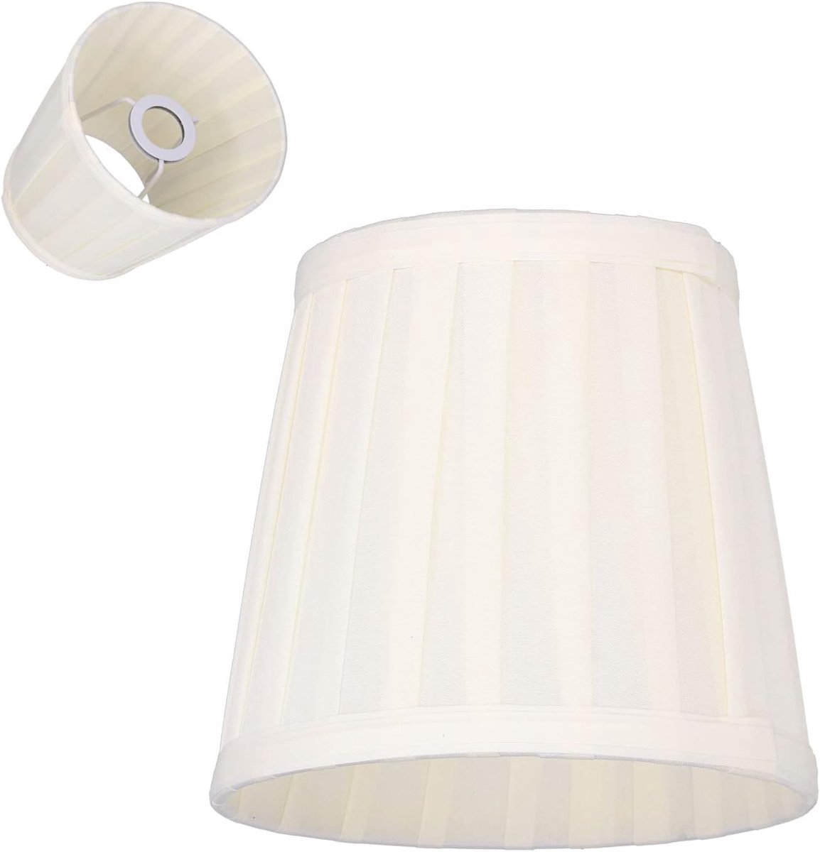 Set van 3 Witte Geplooide Lampenkappen voor Tafellampen, Vloerlampen en Kroonluchters - Mini Drumvorm, 15 x 14 x 10 cm, Perfect voor Sfeerverlichting en Decoratie