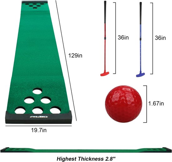 Golf Putting Mat voor Thuis - Perfect voor Oefenen met 2 Putters en 6 Ballen - Ideaal voor Beginners en Gevorderden van GOLF — afbeelding 5