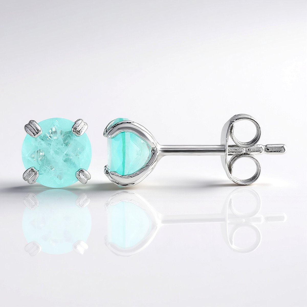 Cavill - Zilveren oorbellen 925 sterling met Pastelblauwe Braziliaanse Kwarts 1,213 ct - Rhodium laag - Elegante ronde oorknopjes dames