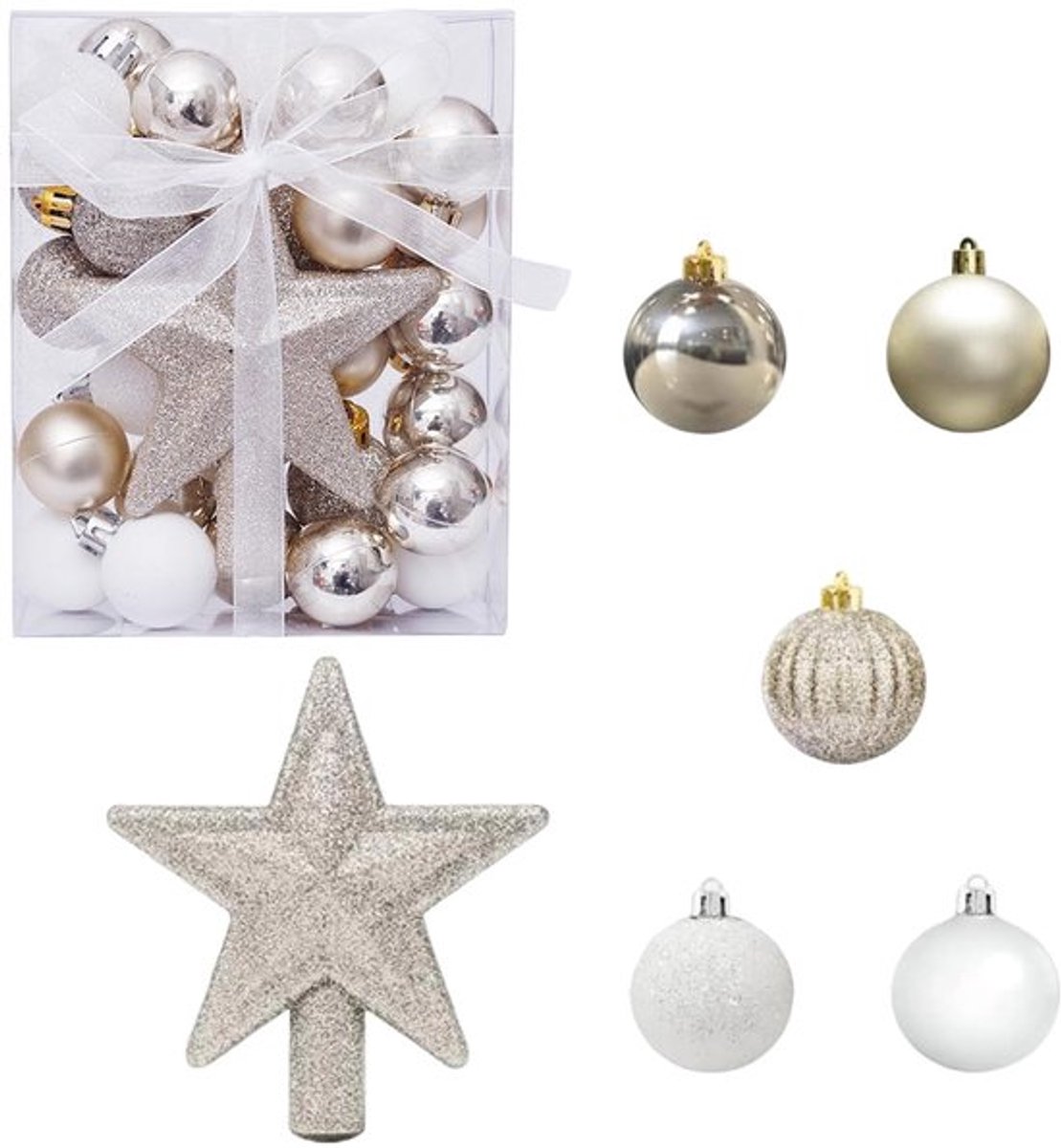 Kerstballen 30 Stuks - Kerstboomversiering - Kunststof - Hanger - Boomtopster - Diameter 3 cm - Kerstversiering