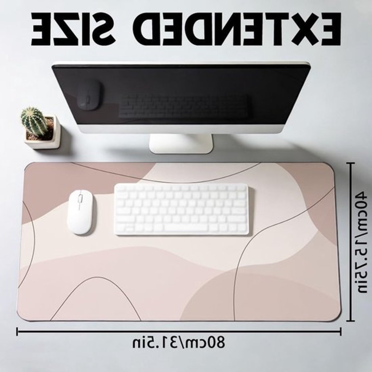 Minimalistische bureauonderlegger voor toetsenbord en muis, grote antislip gaming-muismat voor computer en laptop, 39,4 x 80 cm, perfect voor thuiswerk en gaming
