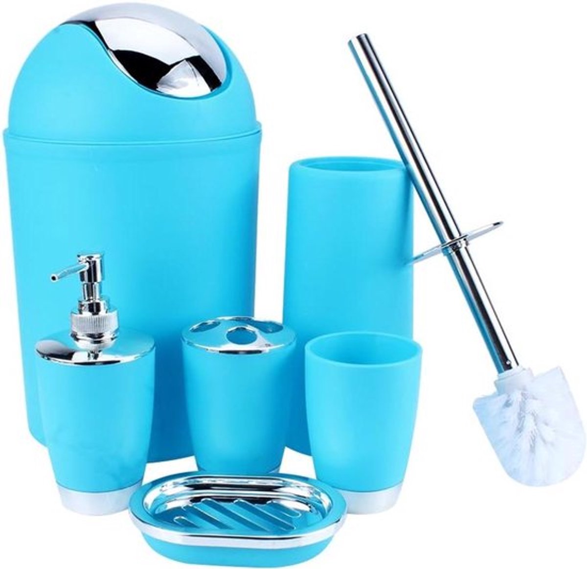 Badkameraccessoires Set - Zeepdispenser, Zeepbakje, Tandenborstelhouder - Badkamer Set van 6 stuks