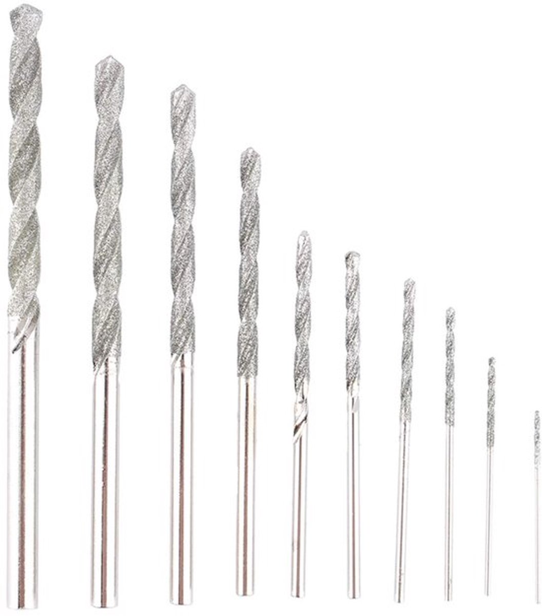 Steenborenset - Diamantpuntboor - Duurzaam en sterk - 10-delige set - Voor tegelglastegelsieraden - Geschikt voor hobby en professioneel ...
