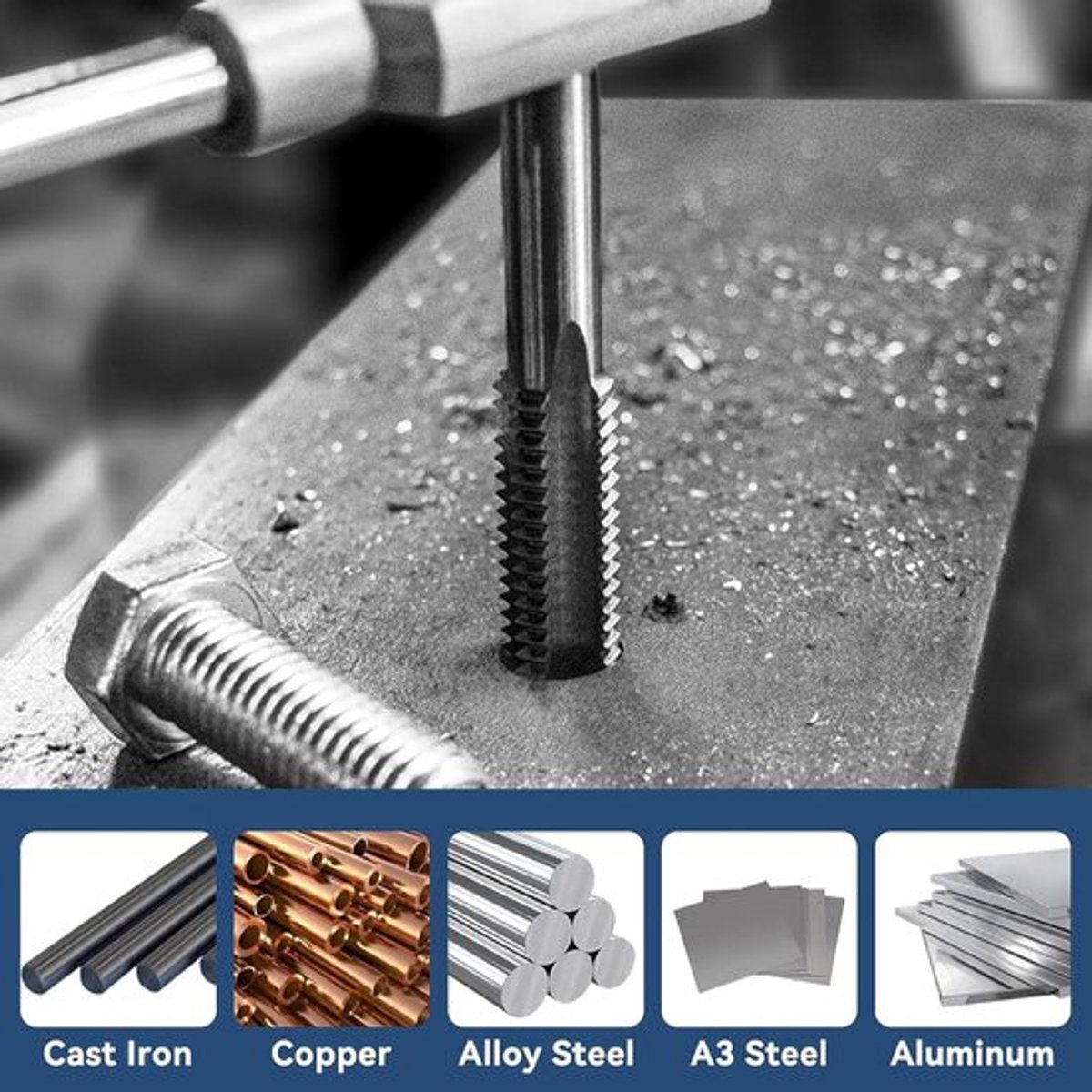 Metrische Linkshandige Tap en Matrijsset M10 x 1,5 - Zware Tap- en Matrijsset voor Doe-het-Zelf Reparatie - Externe en Interne Draadsnijden - Rond Draadmatrijs