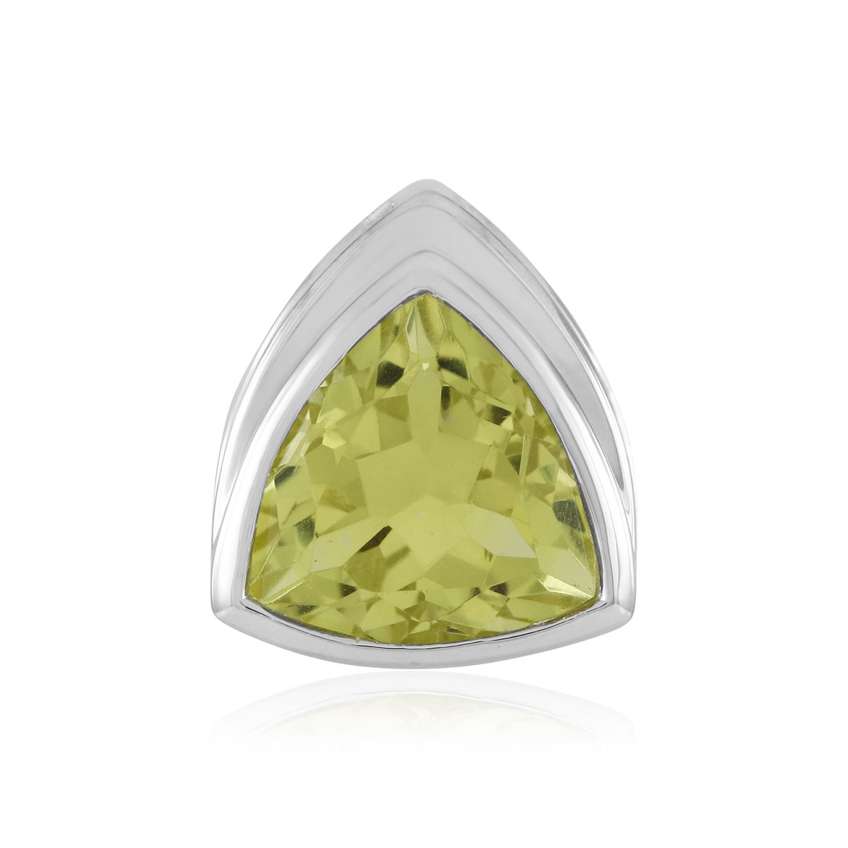 Cavill - Hanger 925 Sterling Zilver Platina - 3,438ct Ouro Verde Kwarts Triljant - Bezel Zetting - Braziliaanse Groene Edelsteen