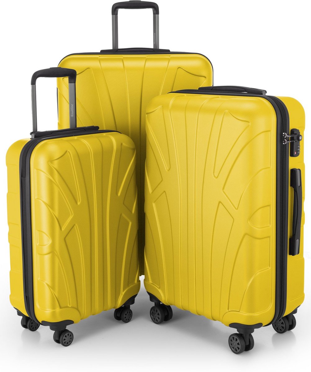 SnelShoppen - 3-delige Kofferset Harde Schaal ABS Handbagage 55 cm, Middel 66 cm, Groot 76 cm - Uitbreidbaar met TSA Slot, 4 Dubbele Wielen, Telescopi