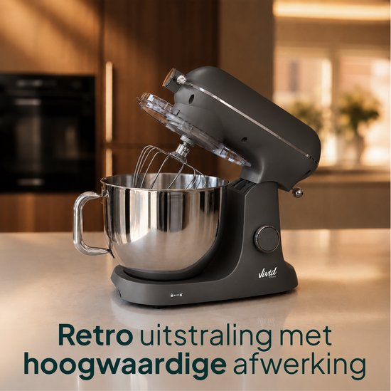 Vivid Green Luxe Keukenmixer - Touchscreen Display - 7L Mengkom - 11 Snelheden - Vaatwasserbestendig - Keukenmachine - Keukenrobot - Grijs van Vivid Green — afbeelding 5