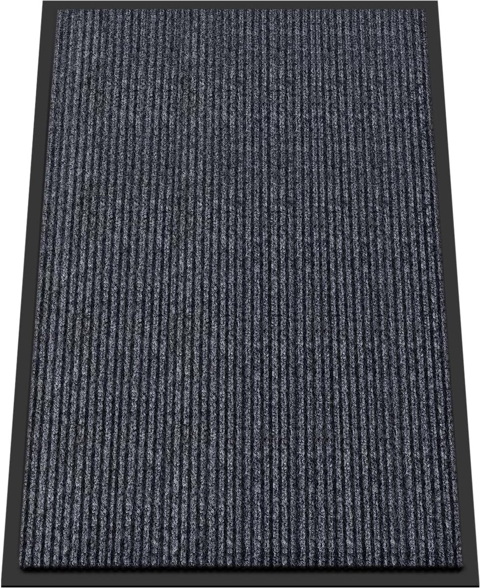 KZQ Anti-slip Deurmat 90x60 cm, Laag Profiel Intree Mat voor Binnen, Absorberend en Vuilwerend, Makkelijk Schoon te Maken, Commerciële Mat voor Entree Binnen en Buiten, Grijs