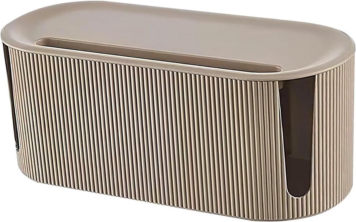 SnelShoppen - Grote stekkerdoos met kabelmanagementbox, elegante koord organizer box in melkthee kleur voor kabelopslag, kabelverzamelaar en draadopbe