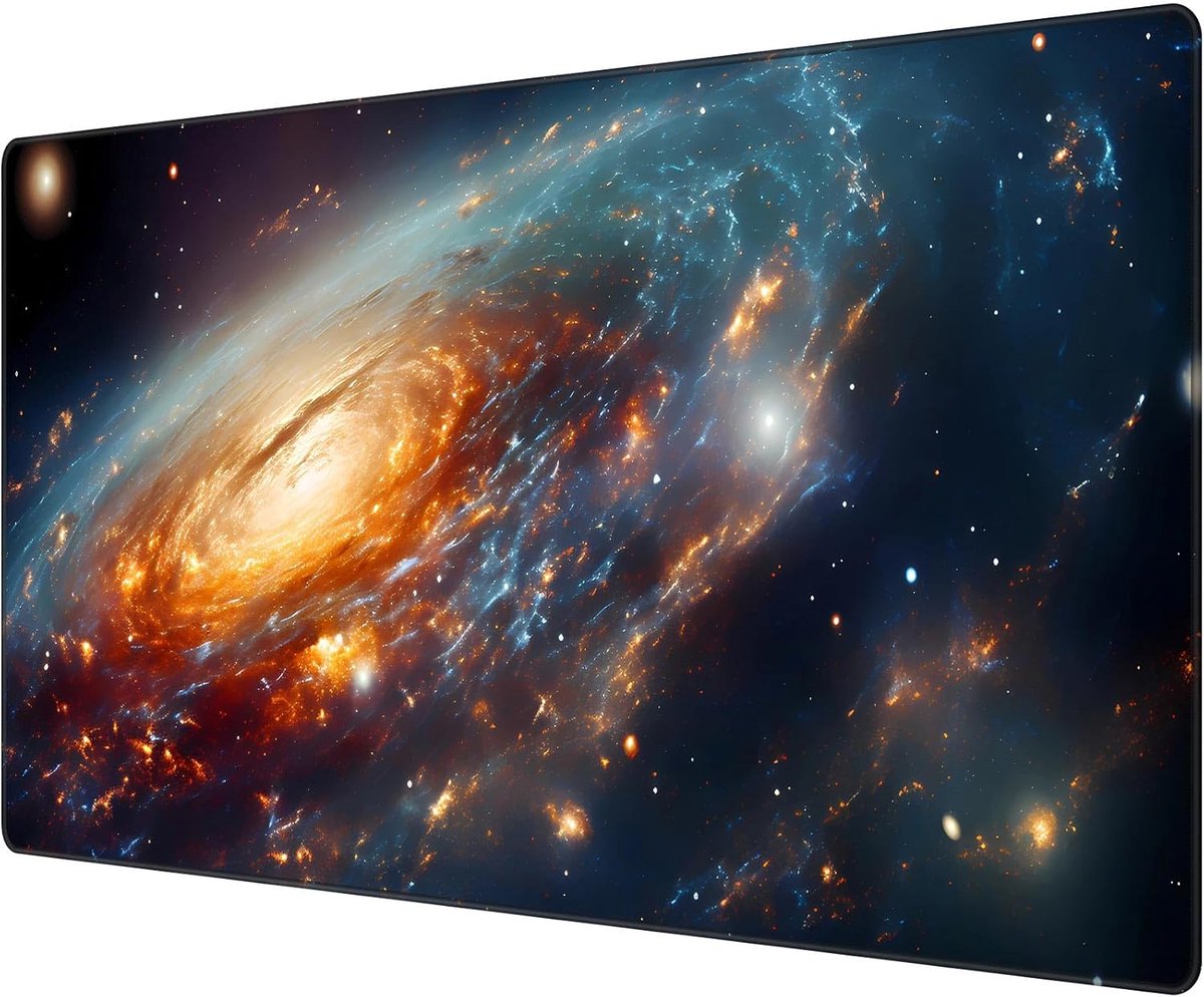 SnelShoppen - XXL Gaming Muismat Zwart 900 x 400 mm - Grote Onderlegger voor PC, MacBook en Laptop - Antislip Mat met Sterrenhemel Design