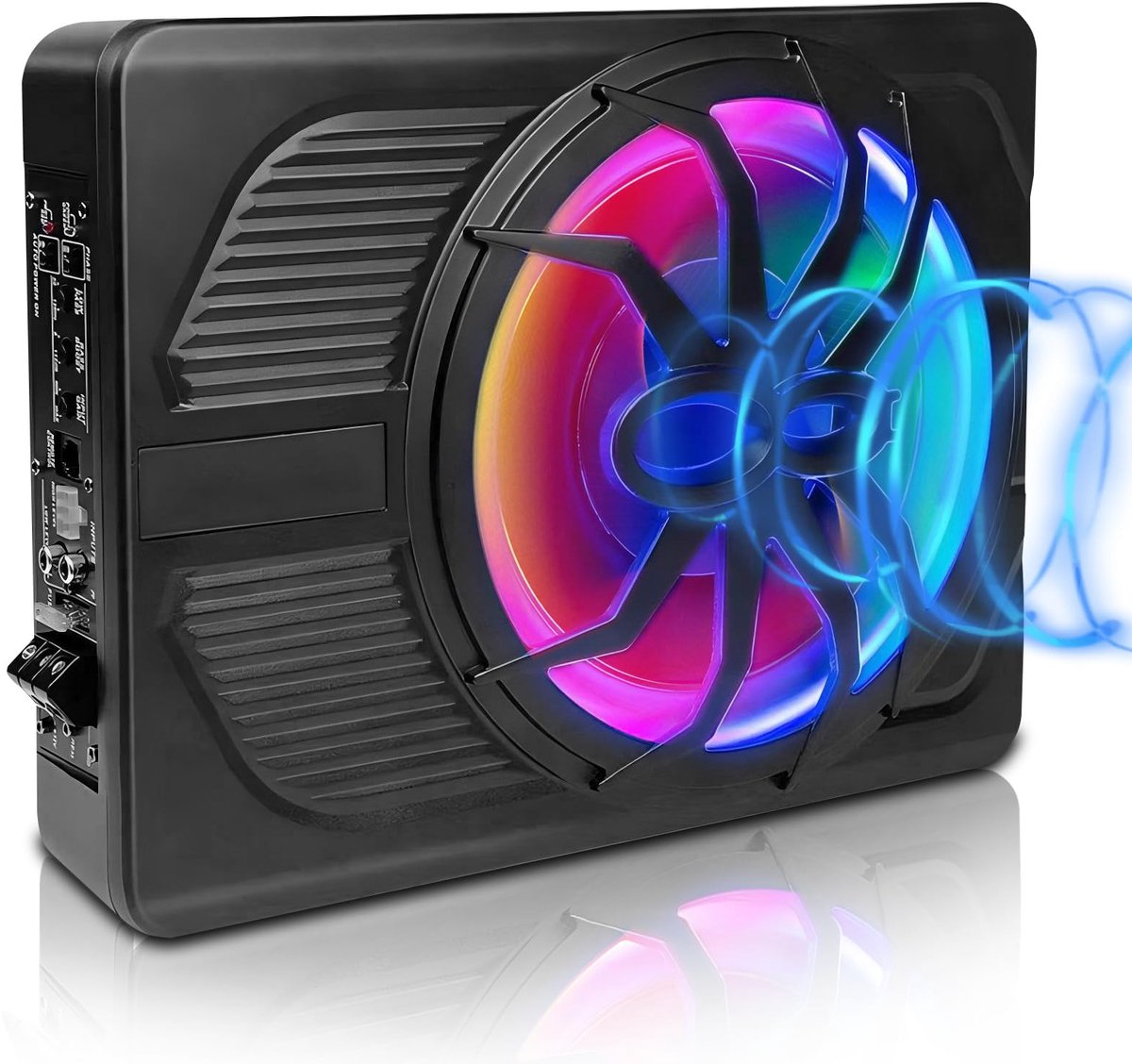 SnelShoppen - 25,4 cm (10 inch) 800 W ultradunne actieve subwoofer voor auto/vrachtwagen met versterker, 24 dB bas, laagdoorlaatfilter 50 Hz-150 Hz, c