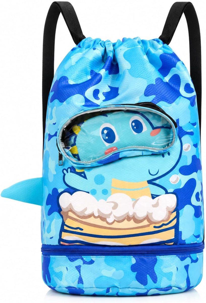 Gymtas voor kinderen met trekkoord - waterdicht materiaal - droog en nat scheidend design - voor school en sport - ShopVlot
