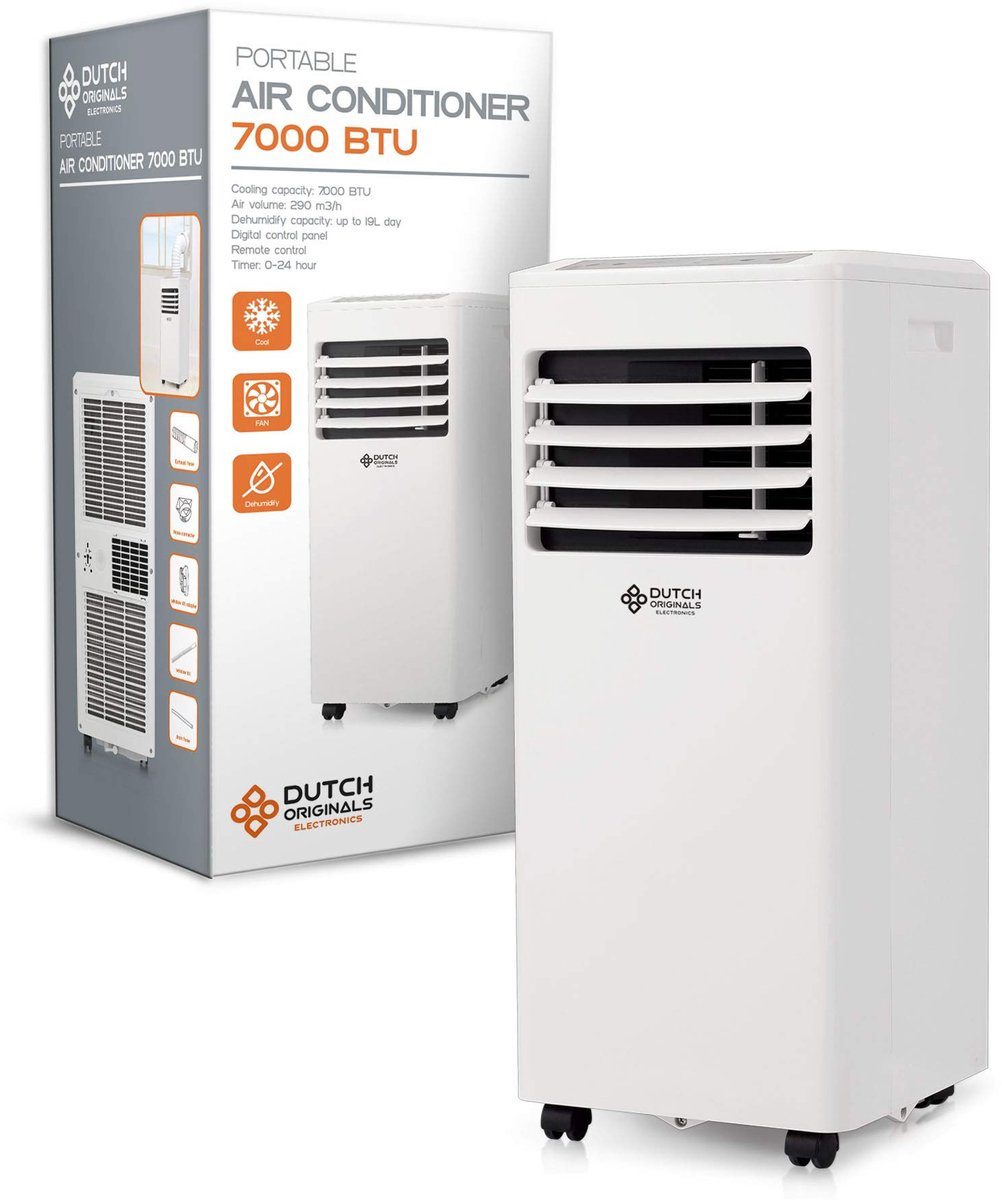 SnelShoppen - 3-in-1 Mobiele Airconditioning 7000 BTU - Draagbare Airconditioner met Timer, Luchtontvochtiger voor Ruimtes tot 28 m2, Energie-efficiën