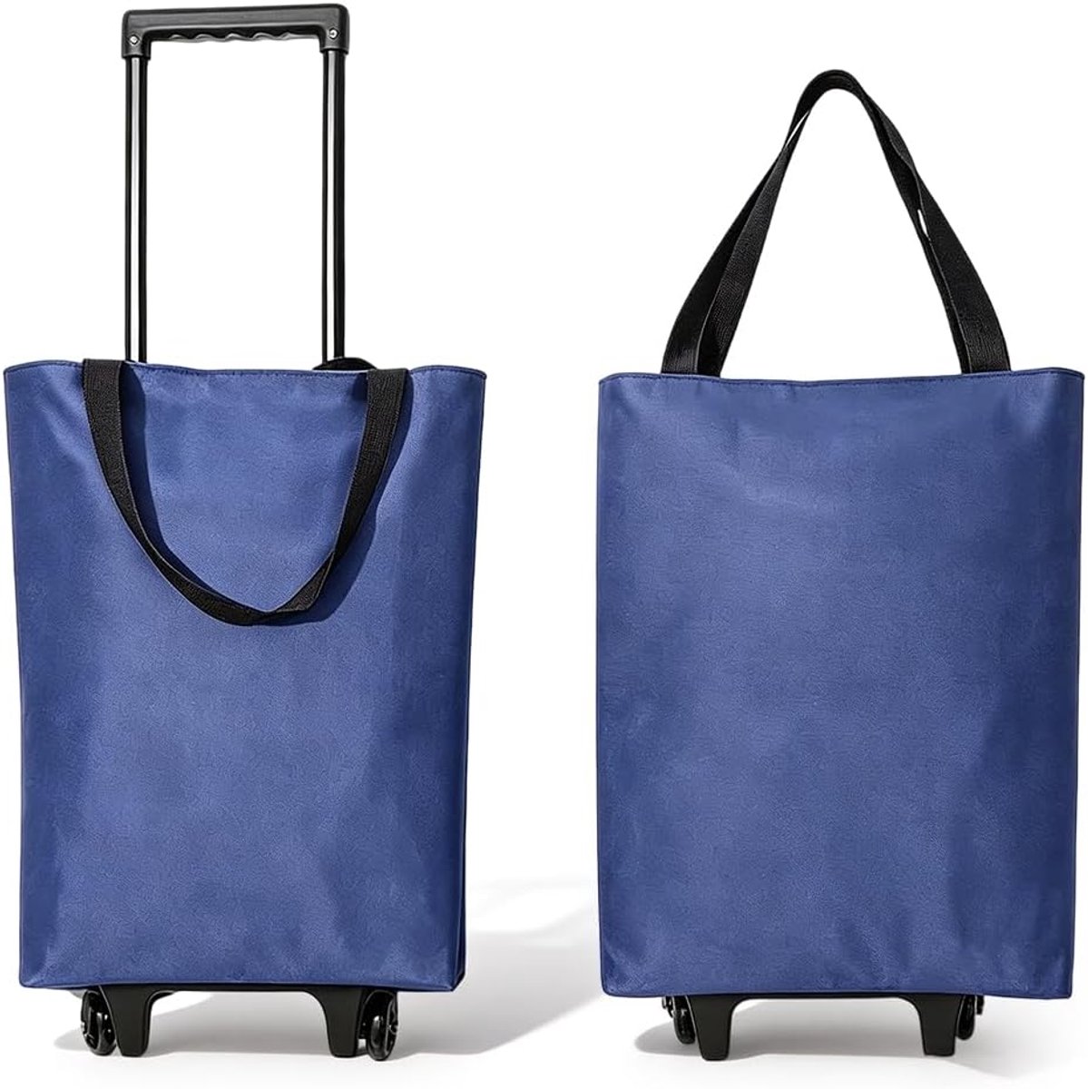 SnelShoppen - Inklapbare Boodschappentrolley 30L, 2-in-1 Winkelwagen Blauw, Lichte Boodschappentrolley tot 25kg voor Supermarkt, Kamperen en Reizen