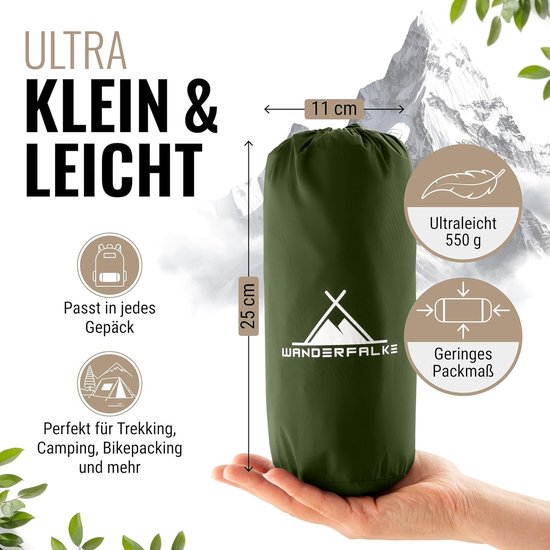 Camping luchtmatras - ultralicht en comfortabel - 1 stuk - groen - 190 x 66 x 6 cm van Camping — afbeelding 3