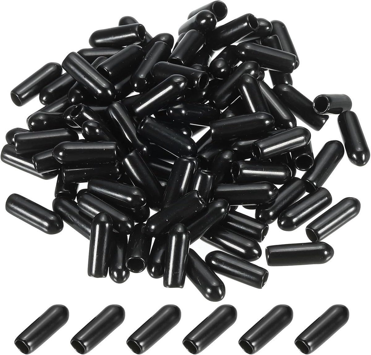 3,5 mm vinyl rubberen eindkappen, 150 stuks flexibele boutschroefafdekkingen, zwart