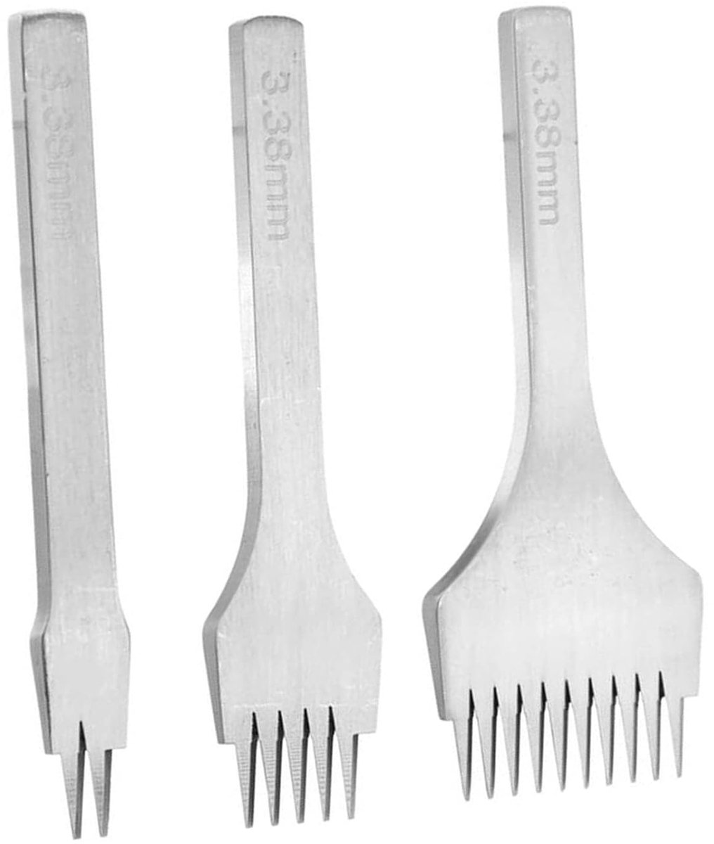Punch Naaien/Leer voor Leren Ambachten Lederwaren 2/5/10 Wit Staal Claw Perforatiegereedschap 2,7 mm/3,0 mm/3,38 mm/3,85 mm (3,38 mm)